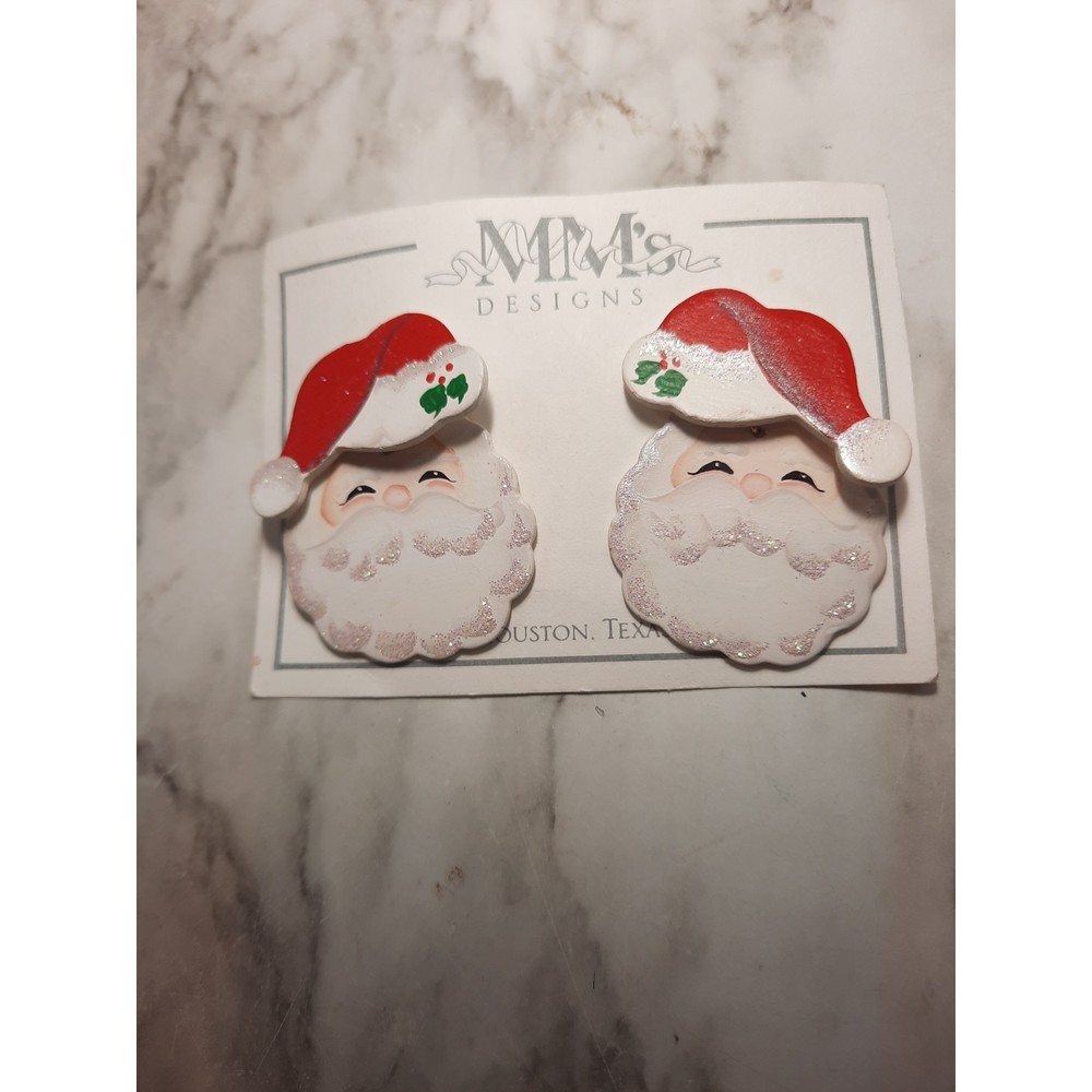 Santa Earrings For Pierced Ears MM's Designs